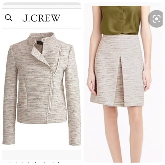 J. Crew Jackets & Blazers - J.CREW pink pepper tweed jacket skirt set Size 2
